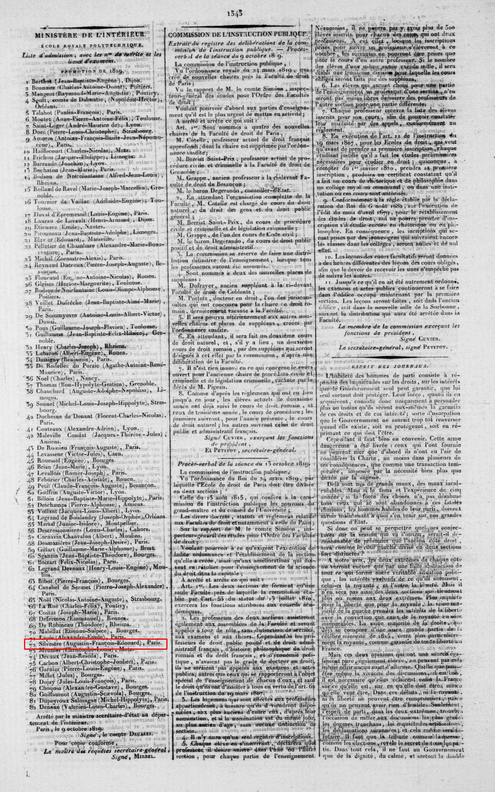  Admission à l